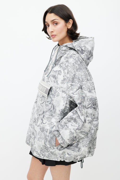 Dior Cream Toile De Jouy Tropicalia Hooded Logo Jacket