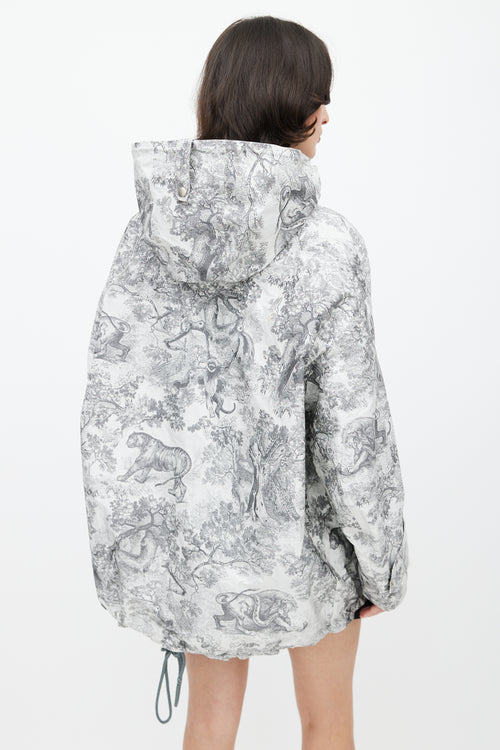 Dior Cream Toile De Jouy Tropicalia Hooded Logo Jacket