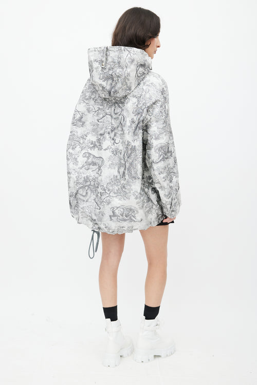 Dior Cream Toile De Jouy Tropicalia Hooded Logo Jacket