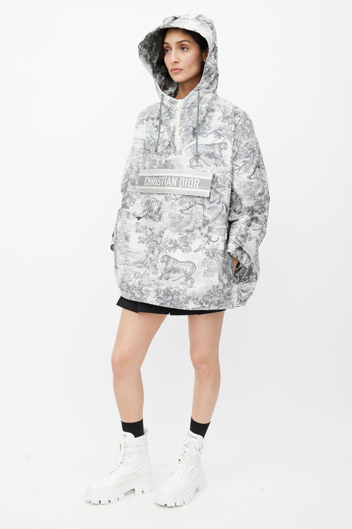 Dior Cream Toile De Jouy Tropicalia Hooded Logo Jacket