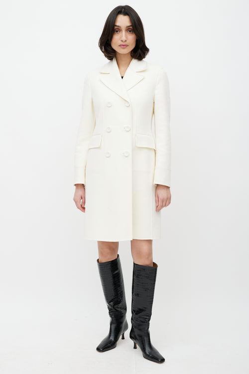 Dior Cream Wool Double Breasted Coat