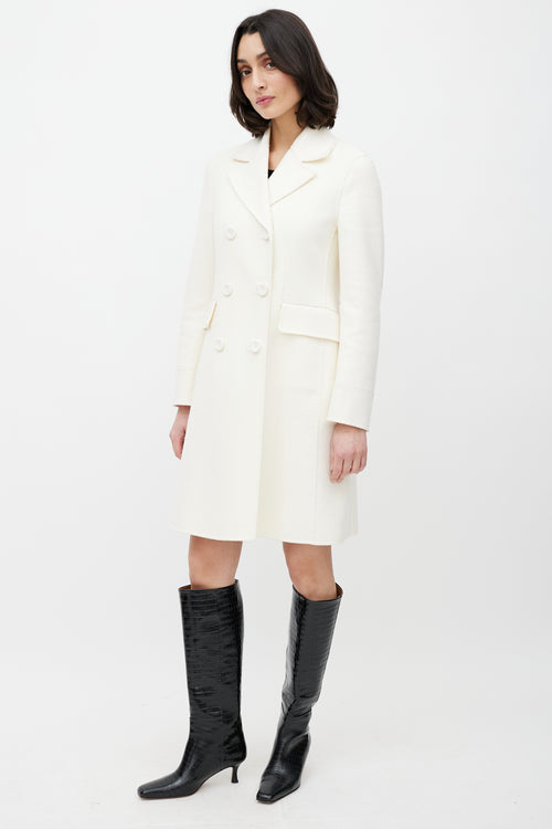 Dior Cream Wool Double Breasted Coat