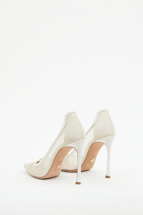 Dior White Mesh D-moi Dot Pump