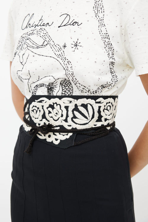 Dior Cruise 2019 Black Floral Embroidered Belt