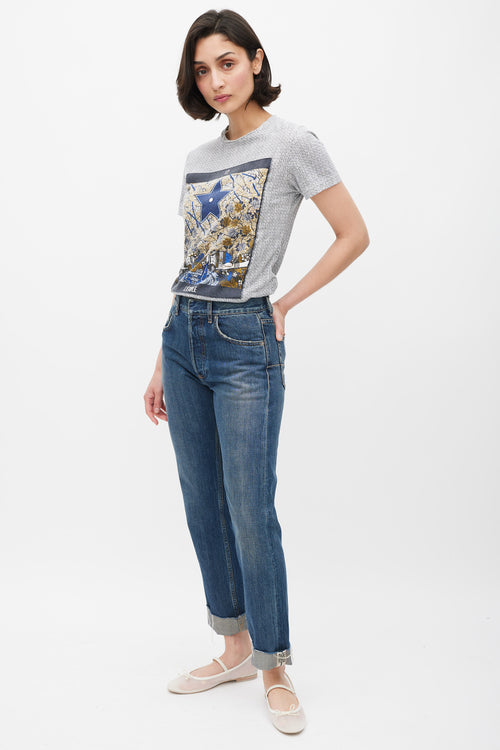 Dior Dark Wash Boyfriend Straight Leg Jeans