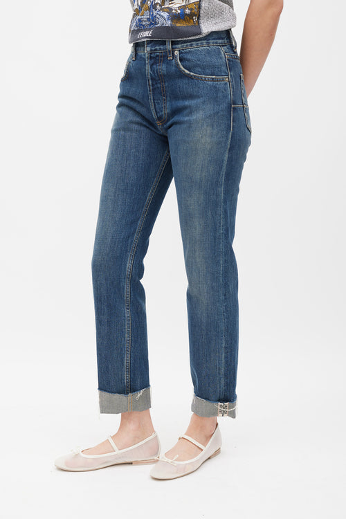 Dior Dark Wash Boyfriend Straight Leg Jeans