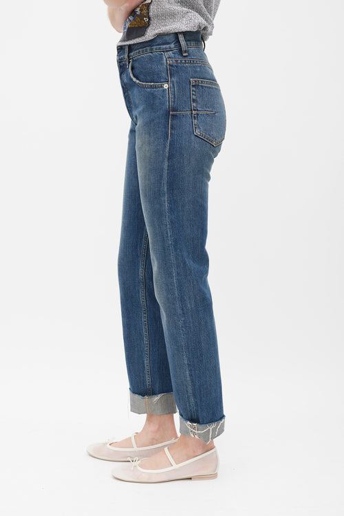 Dior Dark Wash Boyfriend Straight Leg Jeans