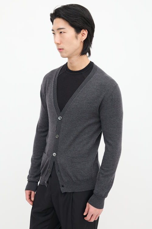 Dior Dark Grey Wool Cardigan