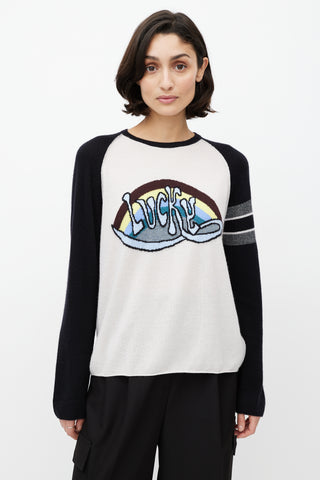 Dior White 
Multicolour Cashmere Lucky Knit Top