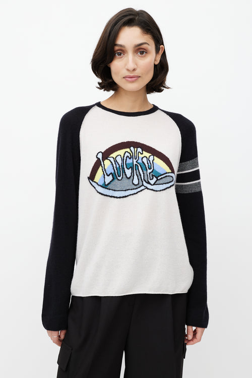 Dior White 
Multicolour Cashmere Lucky Knit Top