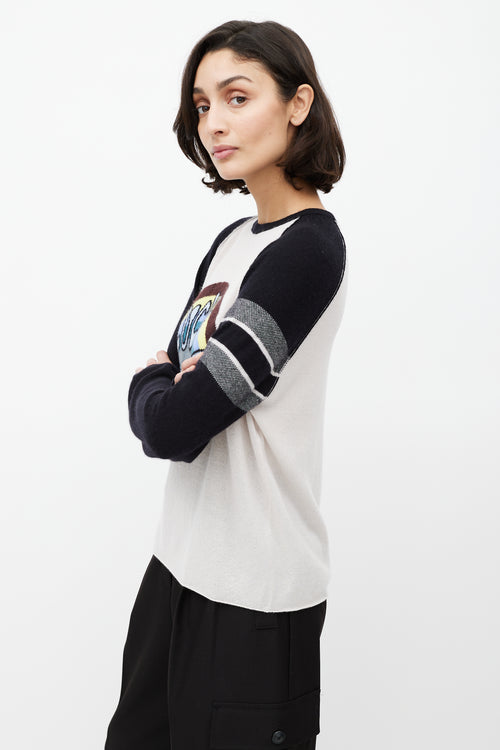 Dior White 
Multicolour Cashmere Lucky Knit Top