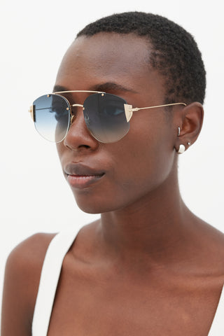 Dior Gold 000NE Circular Sunglasses