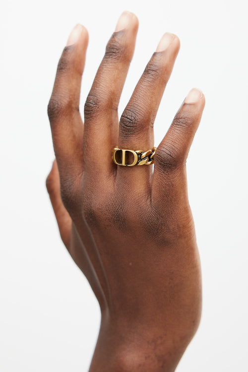 Dior Gold Chain Link Logo Ring