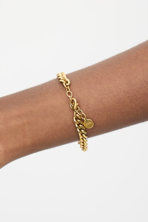 Dior Gold Dio(r)evolution Crystal Logo Chain Bracelet