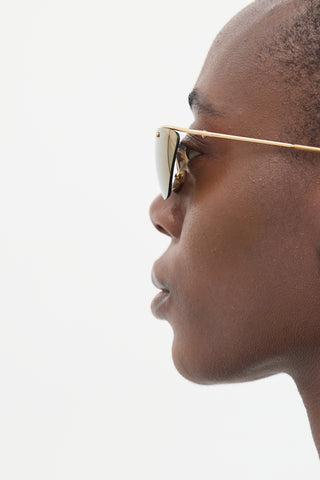 Dior Gold Flash Rimless Tapered Sunglasses