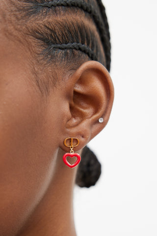 Dior Gold 
Red CD Dioramour Heart Earrings