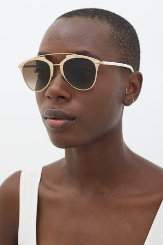 Dior Gold 
White 31UHA Aviator Sunglasses