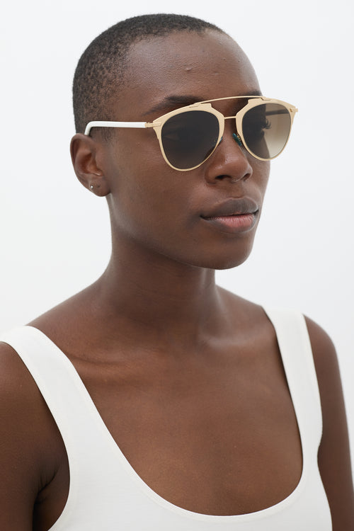 Dior Gold 
White 31UHA Aviator Sunglasses