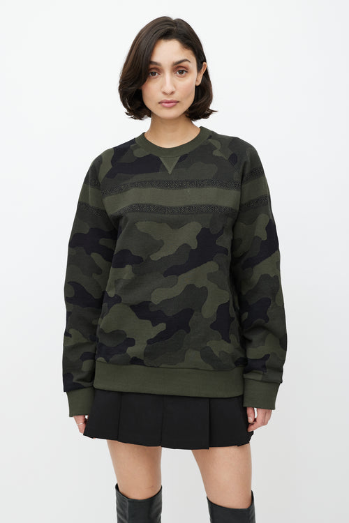 Dior Green 
Black Camo Knit Sweater