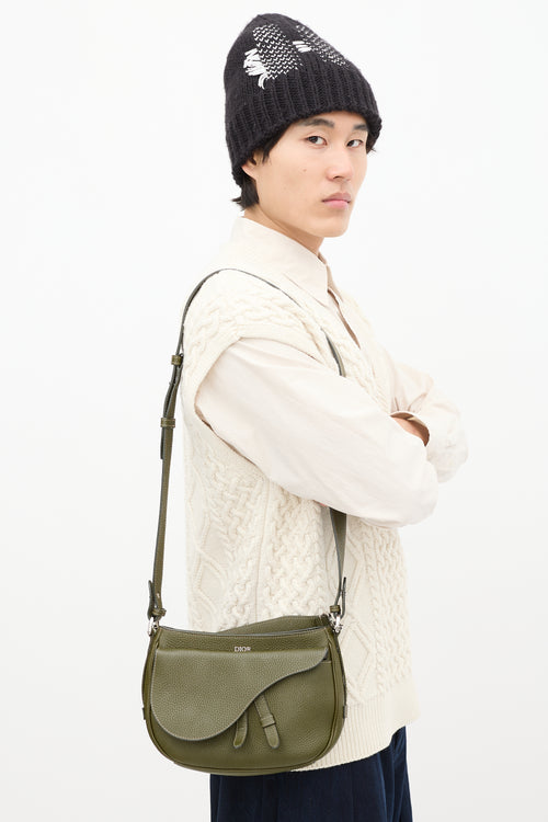 Dior Green Leather Mini Soft Saddle Bag