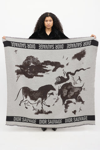 Dior Grey 
Brown Wool Silk Sauvage Blanket