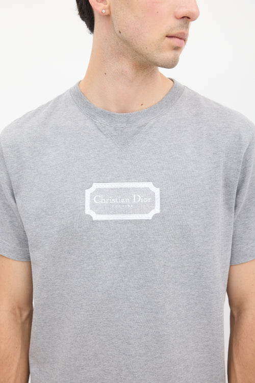 Dior Grey Embroidered Logo T-Shirt