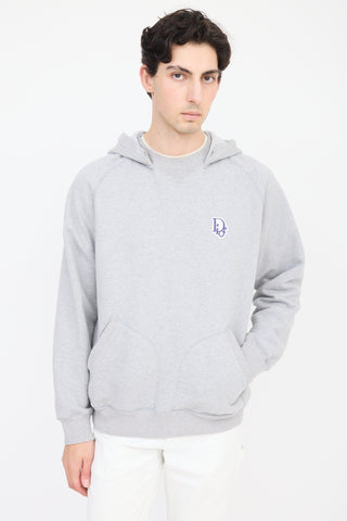 Dior Grey 
Purple Embroidered Logo Hoodie