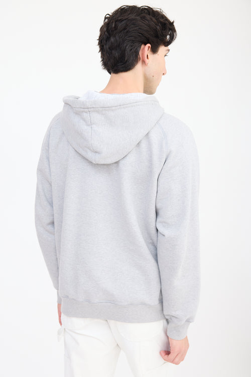 Dior Grey 
Purple Embroidered Logo Hoodie