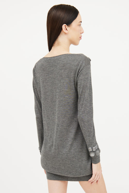 Dior Grey Jewel Long Sleeve Dress