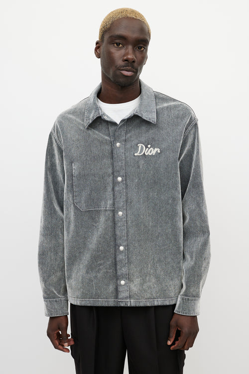 Dior Grey Velvet Logo Shirt