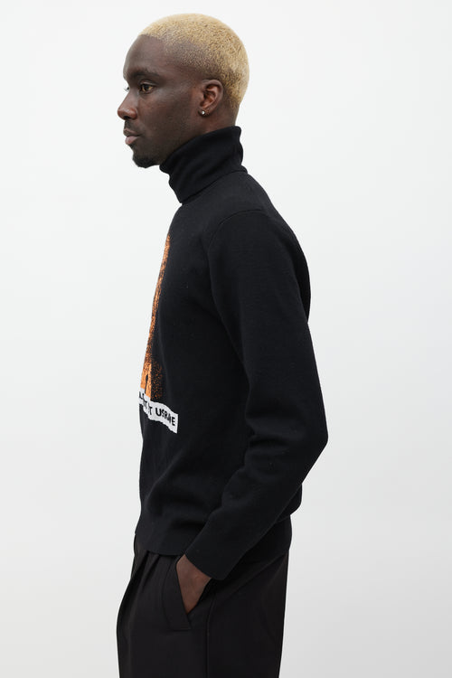 Dior Homme FW 2017 Black 
Orange Wool Knit Rave Turtleneck