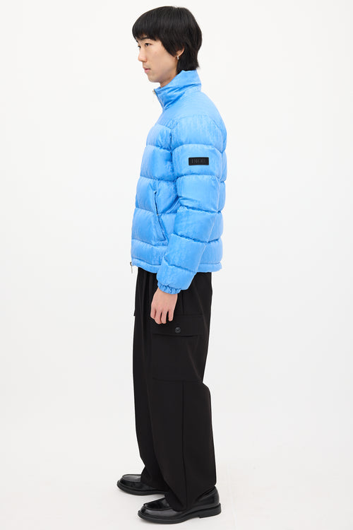 Dior Light Blue Down Oblique Puffer Jacket