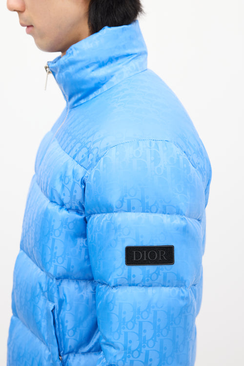 Dior Light Blue Down Oblique Puffer Jacket