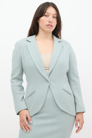 Dior Light Green Wool Two Piece Skirt Suit