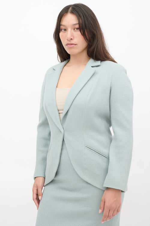 Dior Light Green Wool Two Piece Skirt Suit