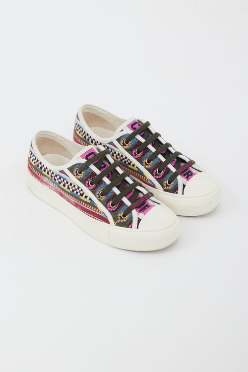 Dior Burgundy Multi Patterned Low Sneaker