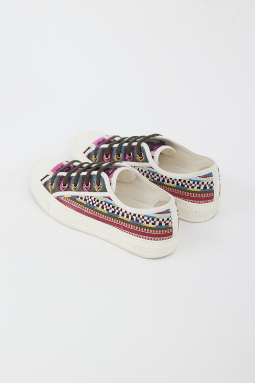 Dior Burgundy Multi Patterned Low Sneaker