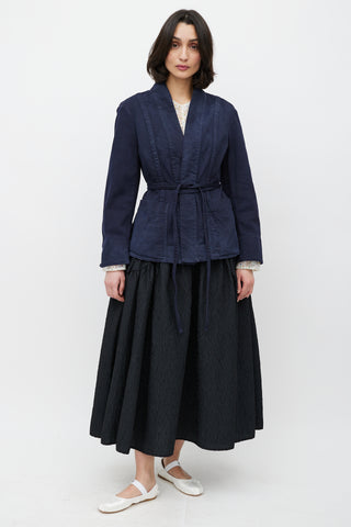 Dior Navy V-Neck Belted Jacket