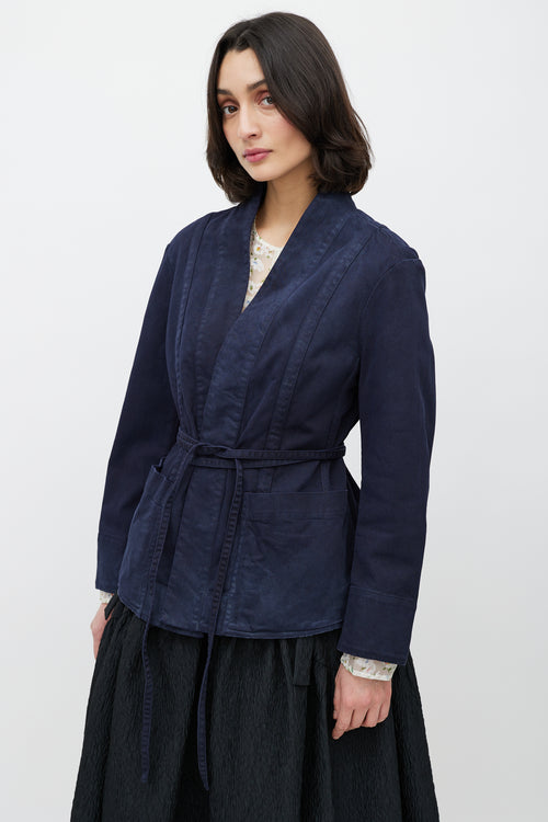 Dior Navy V-Neck Belted Jacket