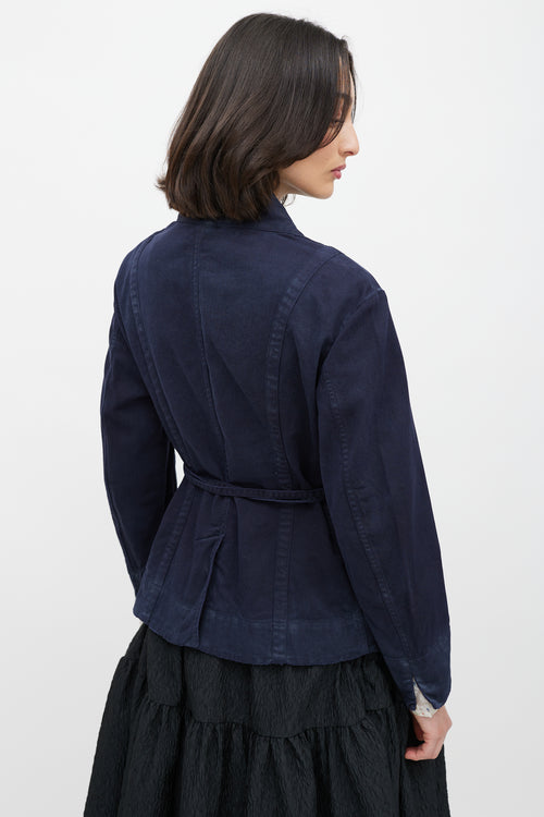 Dior Navy V-Neck Belted Jacket