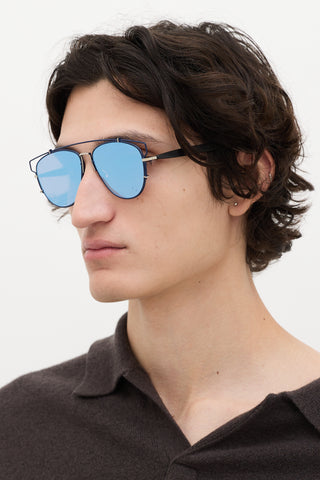 Dior Navy Technologic Mirrored Aviator Sunglasses