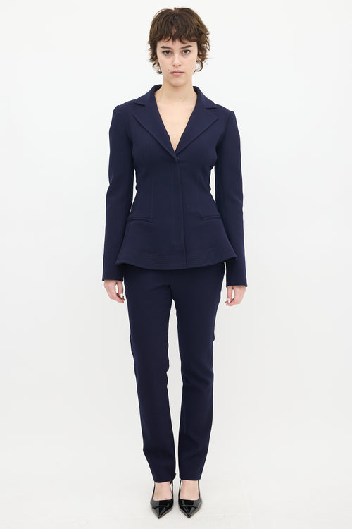 Dior Navy Wool 
Nylon Flared Waist Suit