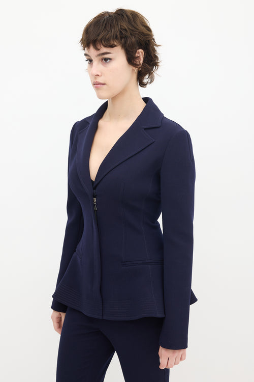 Dior Navy Wool 
Nylon Flared Waist Suit