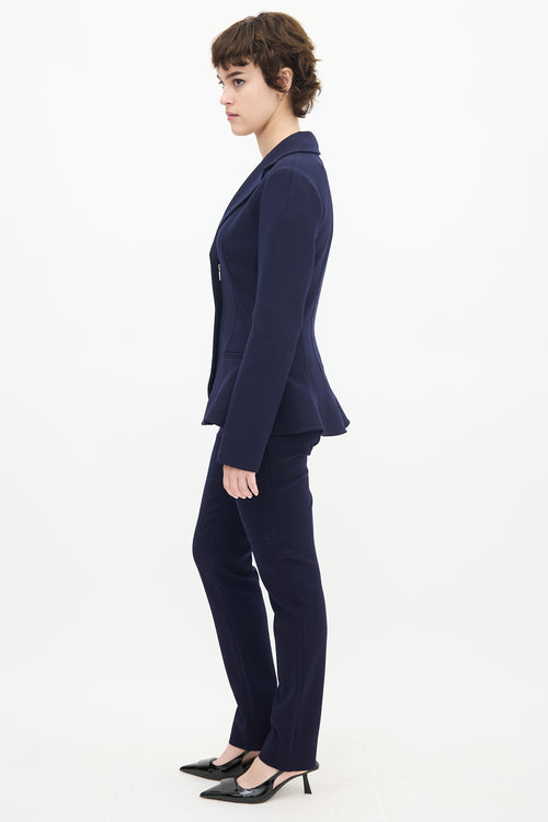 Dior Navy Wool 
Nylon Flared Waist Suit