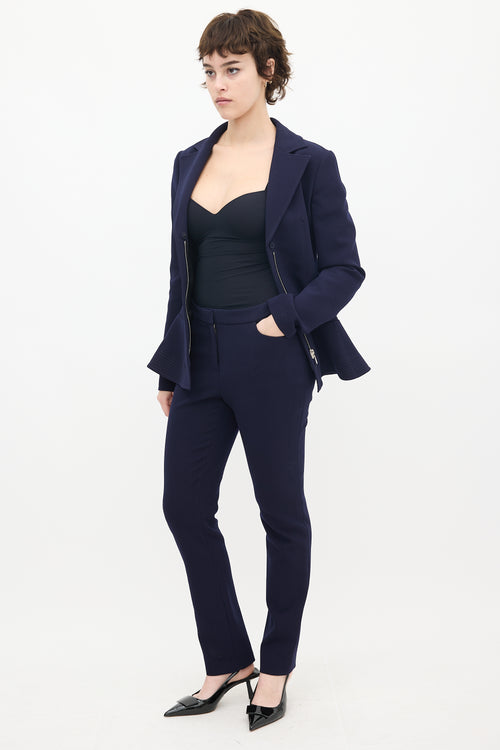 Dior Navy Wool 
Nylon Flared Waist Suit