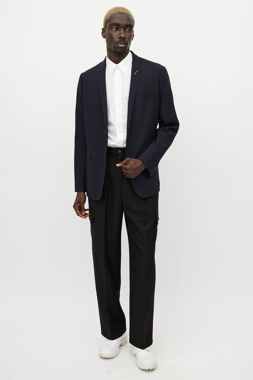 Dior Navy Wool 
White Stitch Blazer