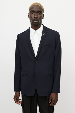 Dior Navy Wool 
White Stitch Blazer