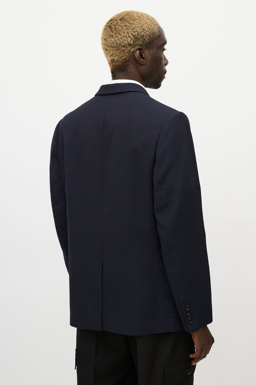 Dior Navy Wool 
White Stitch Blazer