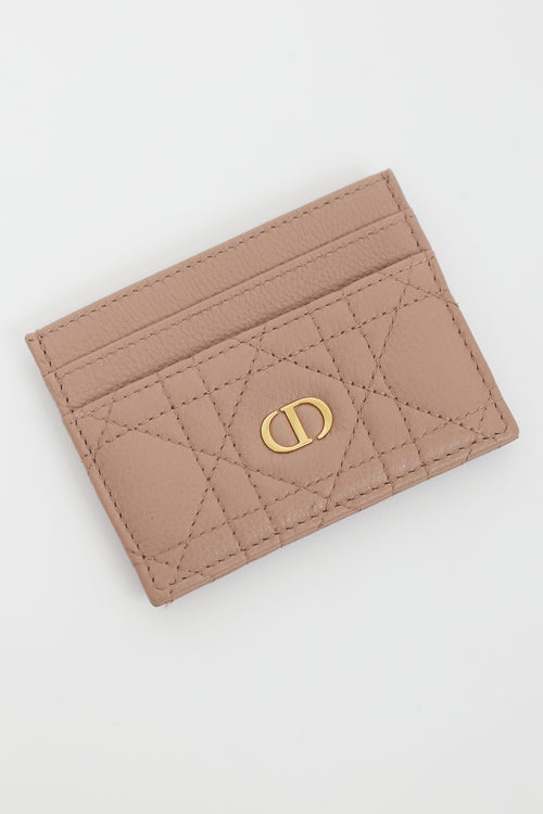 Dior Pink Cannage Leather Caro Freesia Cardholder