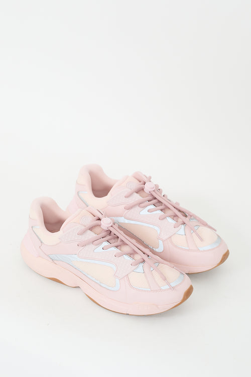 Dior Pink Leather 
Mesh Cannage B24 Sneaker